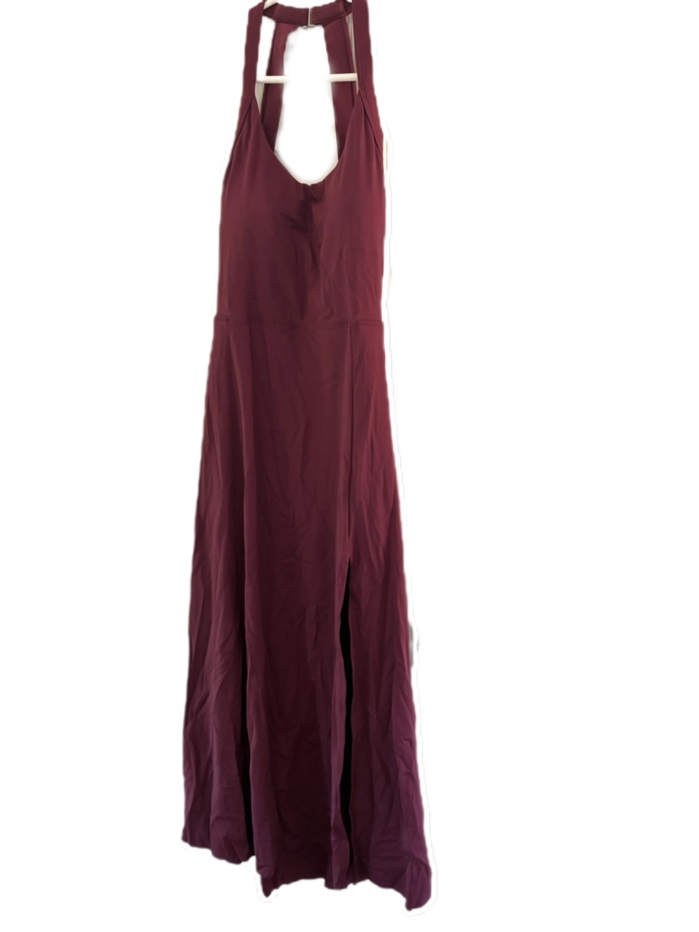 HALARA Burgundy Halter Maxi Dress with Back Keyhole